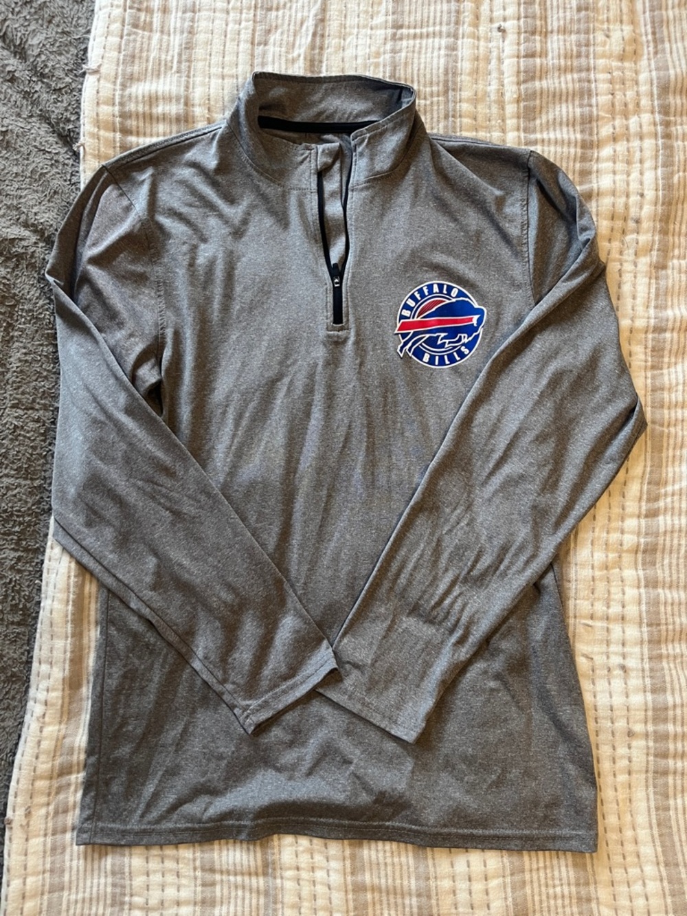 Women's Buffalo Bills Lightweight Gray Quarter-Zip Pullover | S